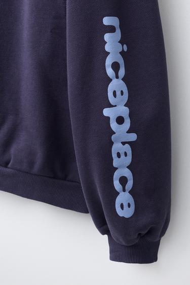 SWEATSHIRT COM APLICAÇÃO DE ETIQUETAS - Roxo da Zara