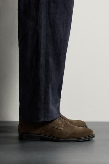 Zara LEATHER SHOES - Taupe Gray - Image 0