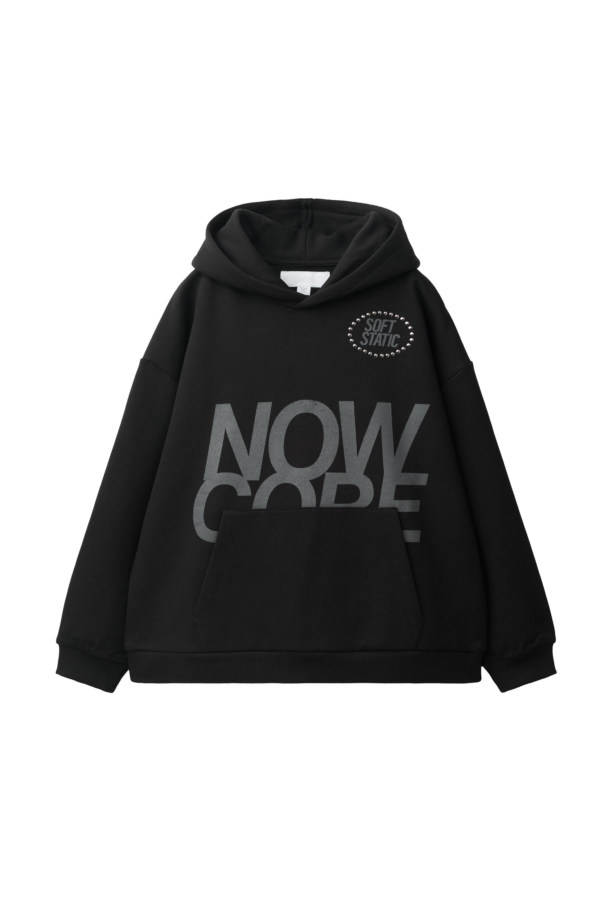 TEXT AND STUD HOODIE - Black | ZARA United States