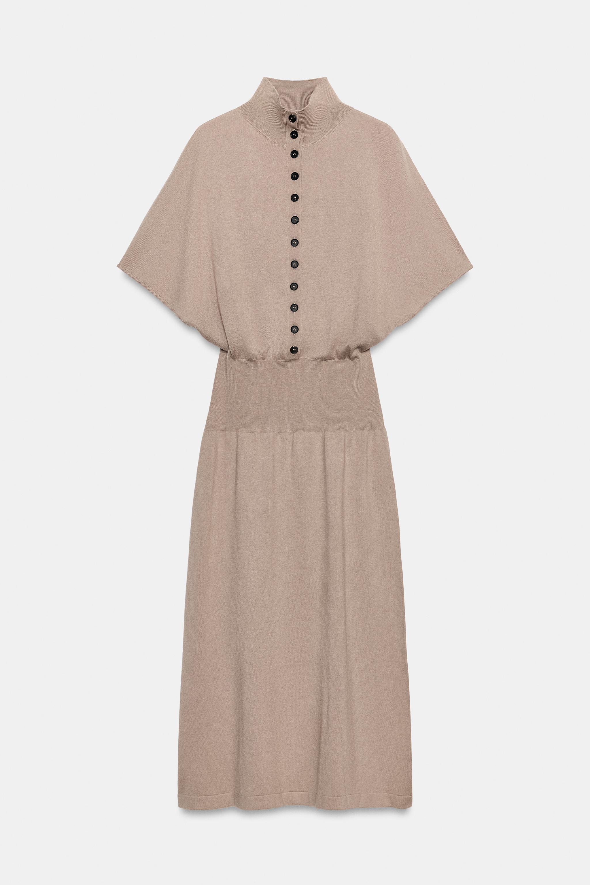 RIBBED-WAIST KNIT MIDI DRESS
