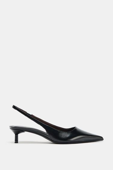 Zara LEATHER SLINGBACK SHOES - Black