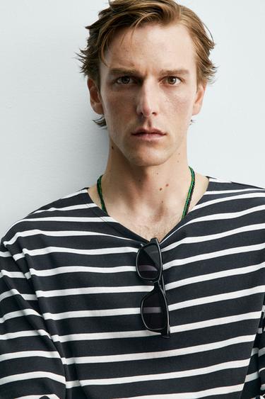 T-SHIRT JACQUARD RAYURES AARON LEVINE X ZARA - Bleu / Blanc de Zara - Image 5