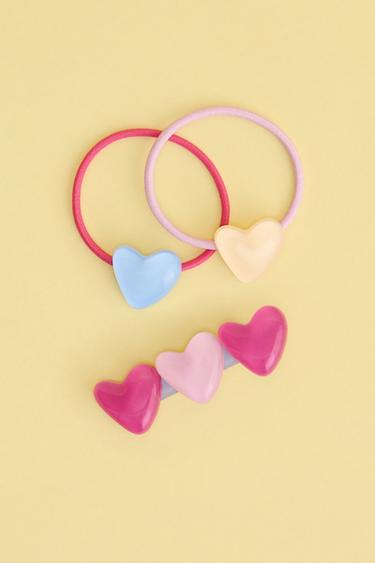 حزمة مشبك وربطات شعر على شكل قلوب - متعدد الألوان الخاص بـ Zara