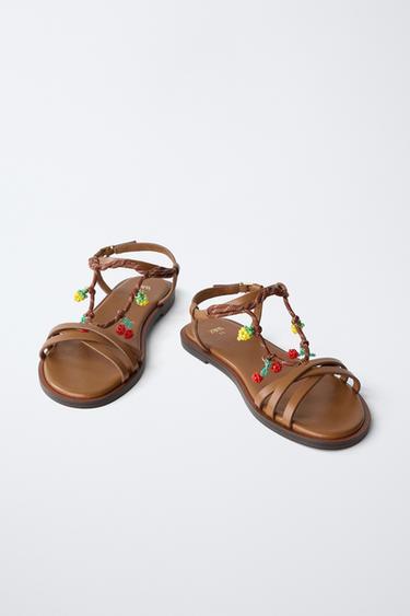 STRAPPY SANDALS WITH FRUIT DETAIL - Brown by Zara - Image 3