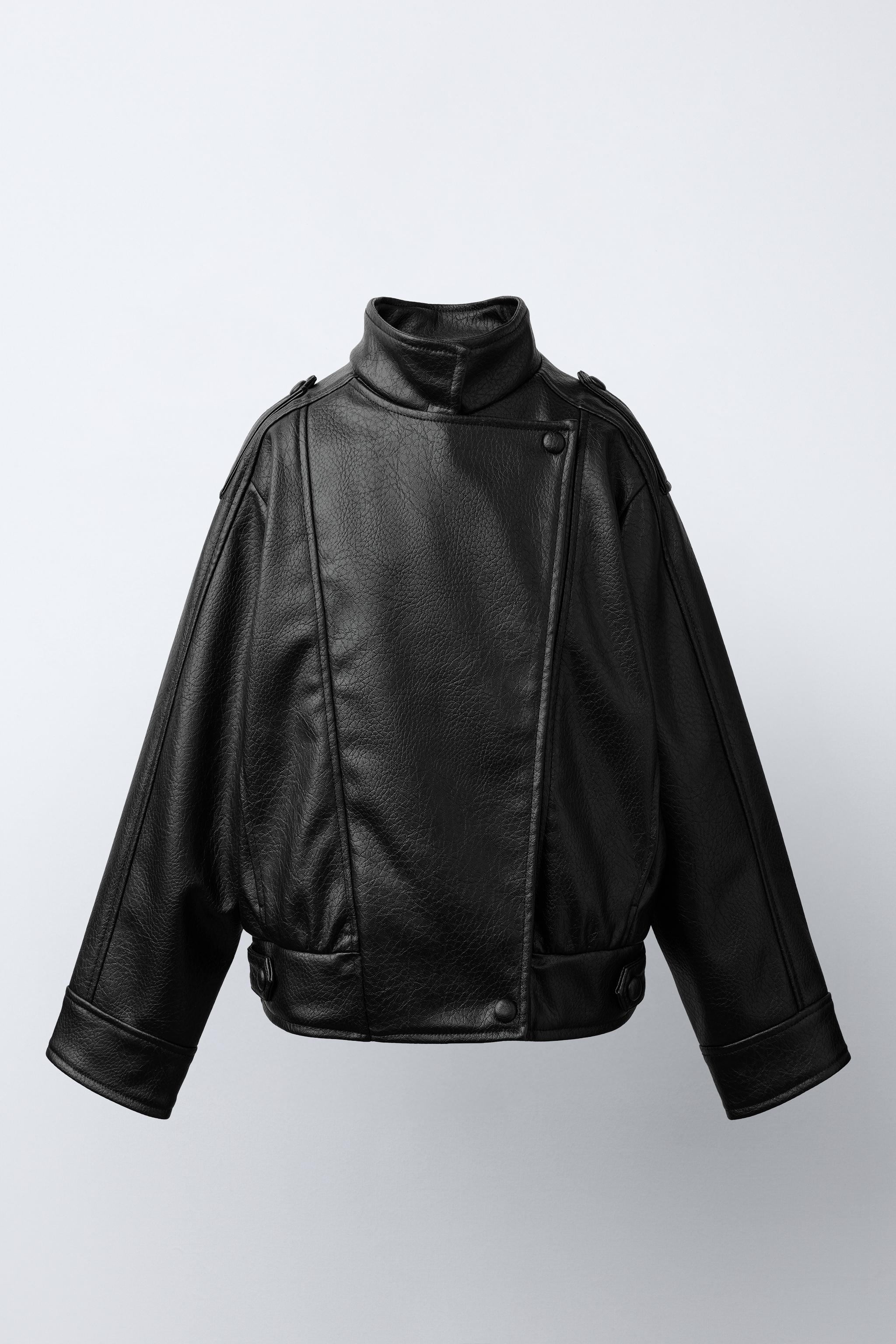 BLOUSON CROISÉ EN MATIÈRE SYNTHÉTIQUE