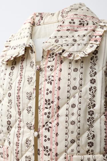 PRINTED PADDED JACKET - Light beige by Zara - Image 4