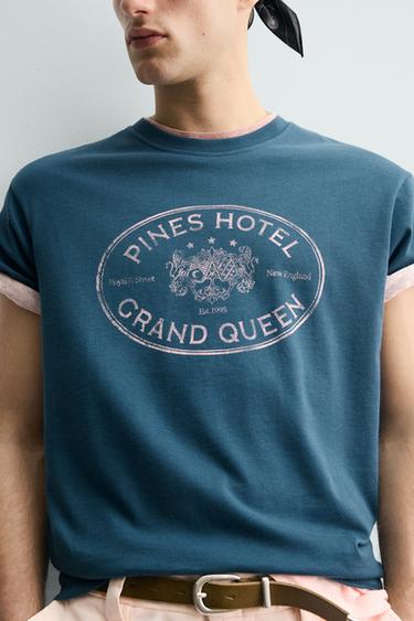 T-SHIRT IMPRIMÉ DÉLAVÉ - Bleu roi de Zara - Image 5