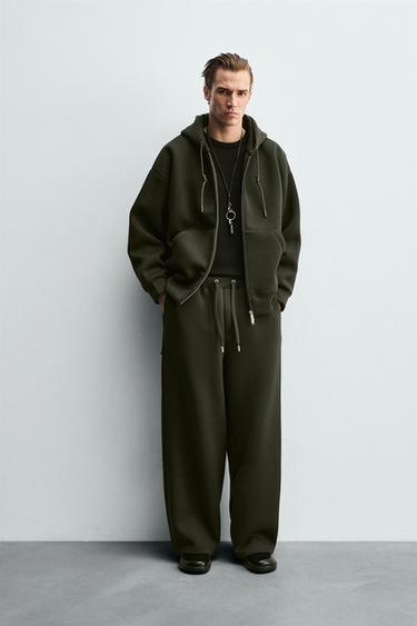 PANTALÓN EFECTO NEOPRENO WIDE FIT - Verde oscuro de Zara