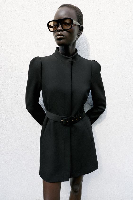 LONGUE VESTE CEINTURÉE - Noir de Zara - Image 2