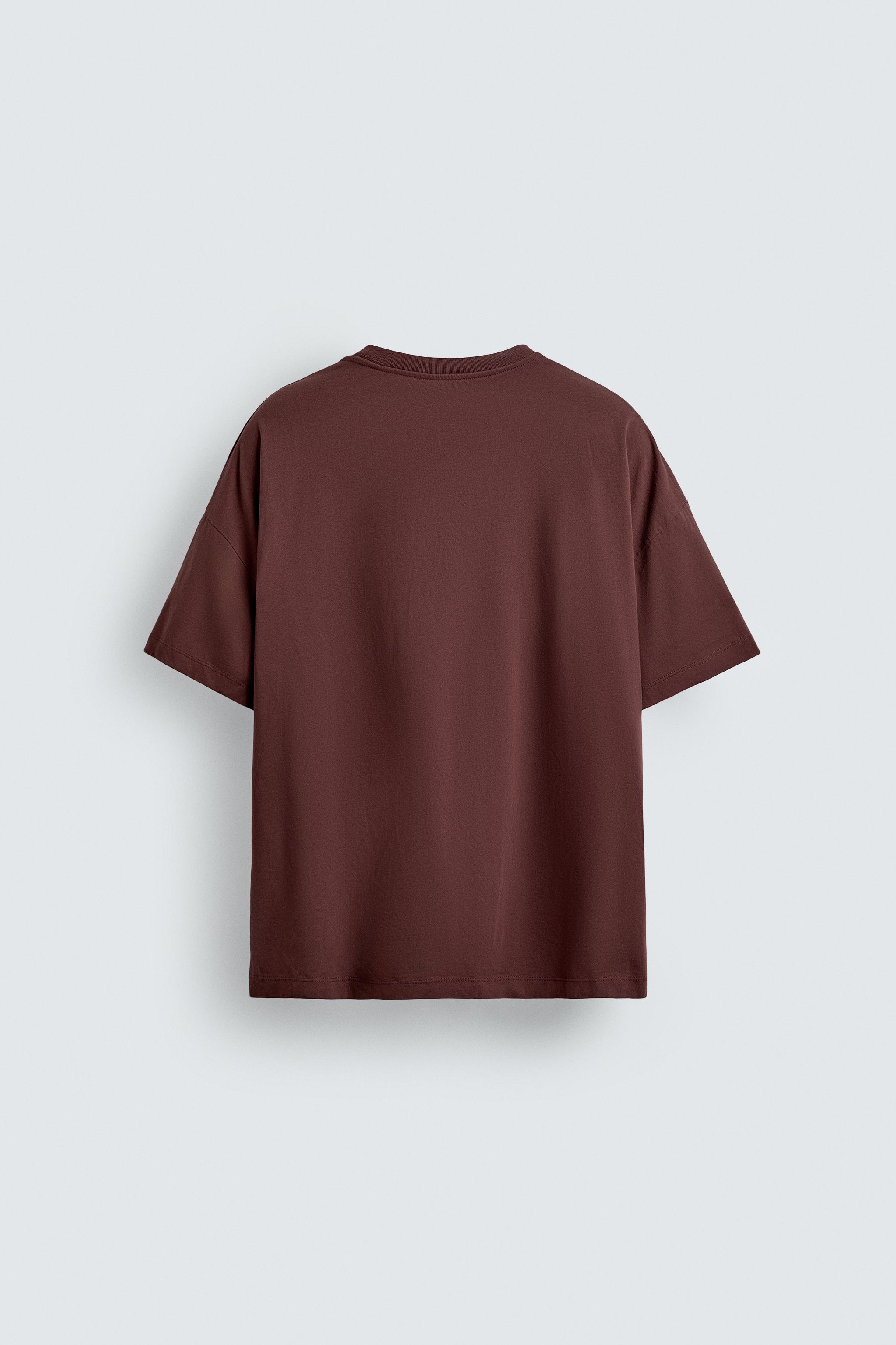 PRINTED TEXT T-SHIRT - Chocolate | ZARA United States