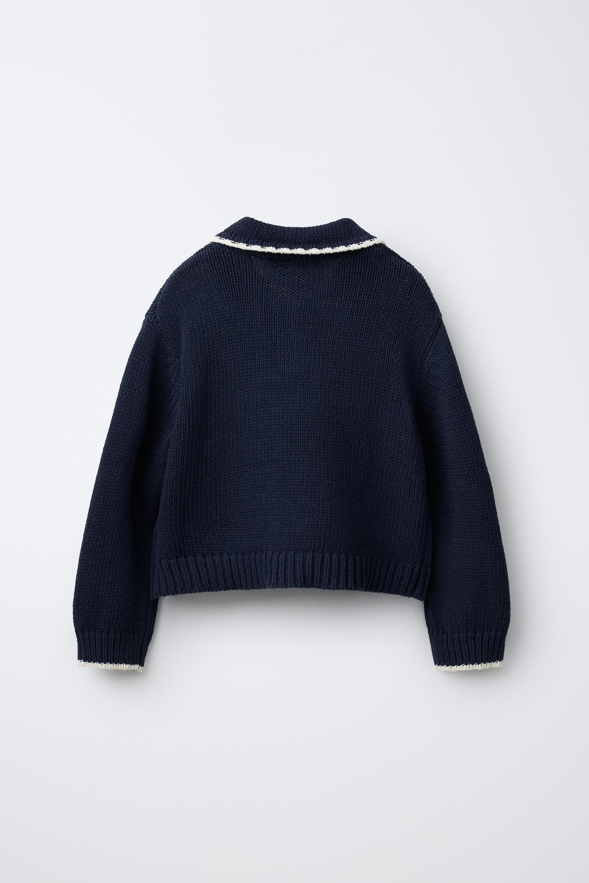 PULL EN MAILLE COL CLAUDINE À FLEURS BRODÉES