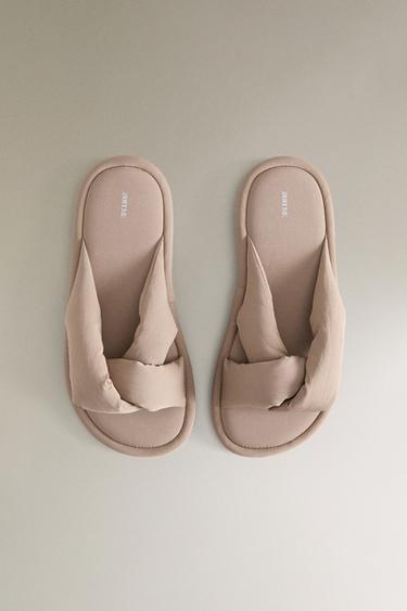 MULE SLIPPERS WITH KNOT - Taupe Grey by Zara - Image 2