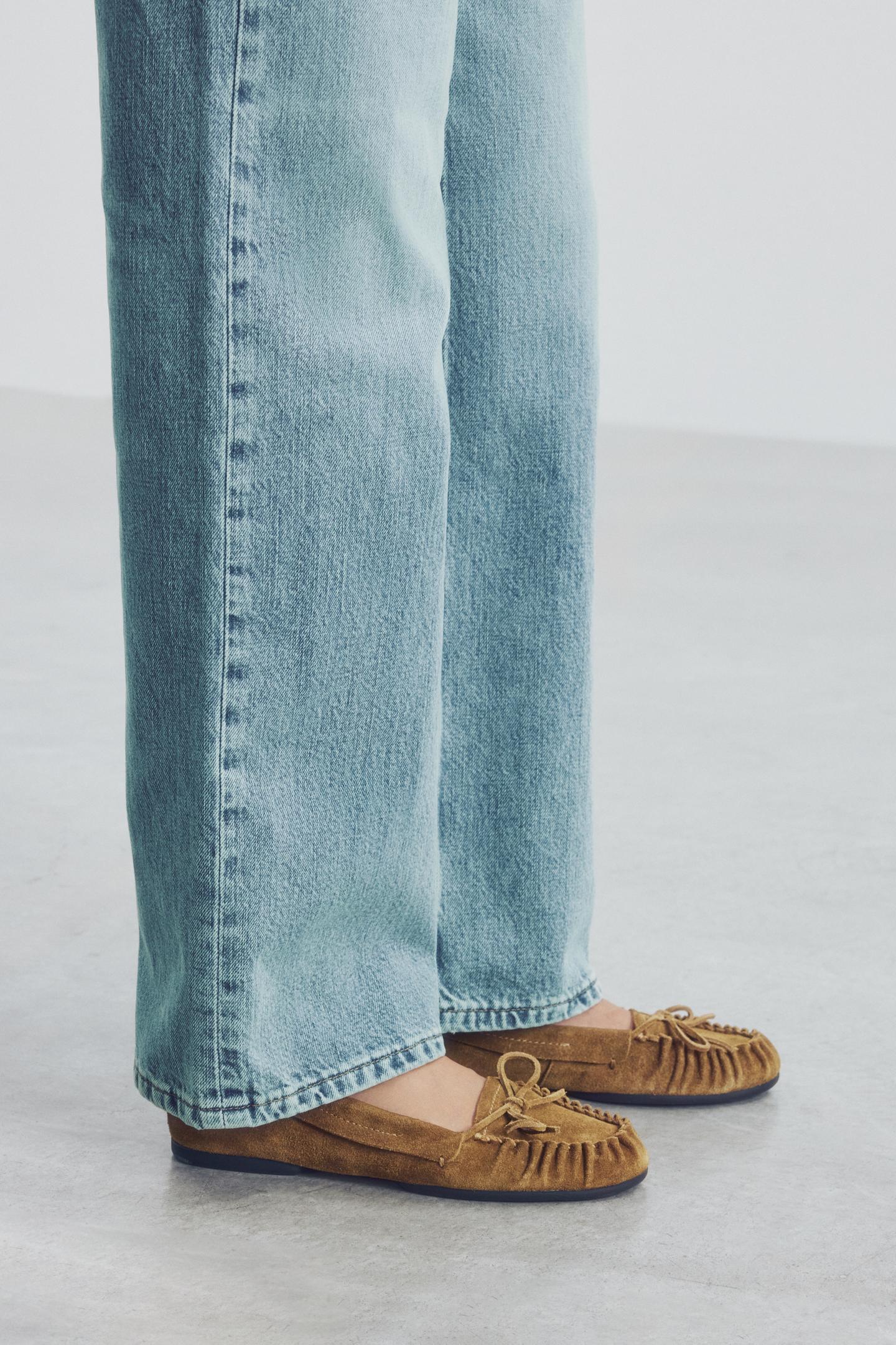 Мокасины Zara Suede Bow, цвет: Оливковый зелёный — фото 2