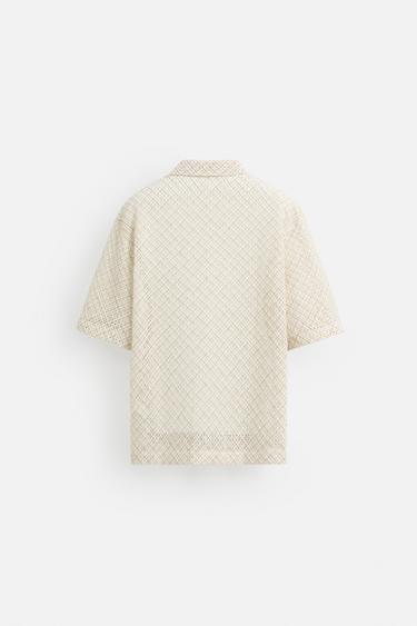 TEXTURED SHIRT WITH CUTWORK - Beige-pink by Zara - Image 8