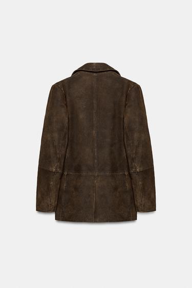 VESTE CUIR DAIM 100% ZW COLLECTION ÉDITION LIMITÉE - Marron de Zara - Image 5