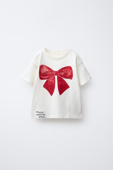 CAMISETA ESTAMPADO ACUARELA LAZO  - Rojo de Zara - Imagen 0