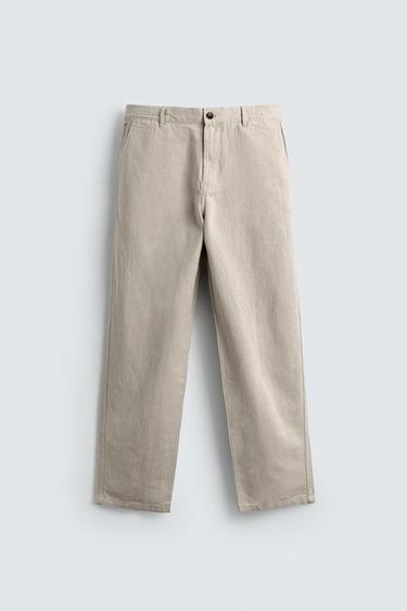 FLOWING STRAIGHT-LEG TROUSERS - Pearl grey by Zara