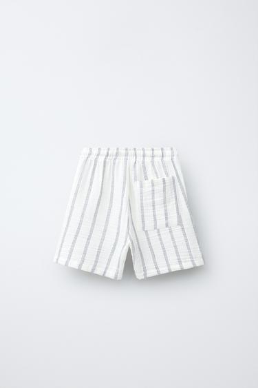 SHORT TEXTURÉ À RAYURES - Écru clair de Zara - Image 1