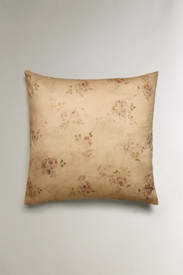 FLORAL PRINT SATEEN PILLOWCASE - Ochre by Zara - Image 1