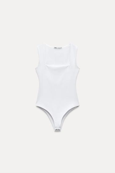 BODY POLIAMIDA ESCOTE CUADRADO - Blanco de Zara