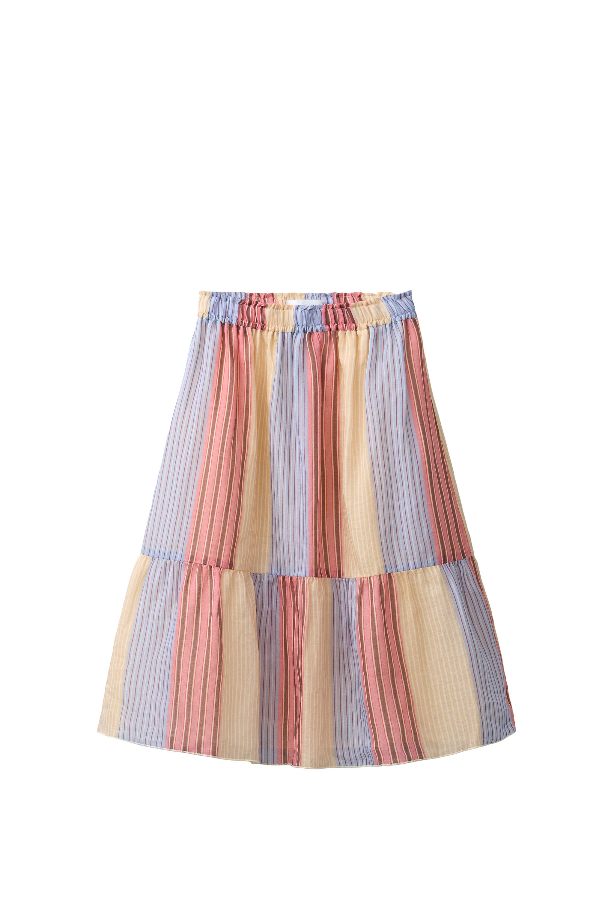 100% RAMIE STRIPED MIDI SKIRT - Multicolored | ZARA Canada