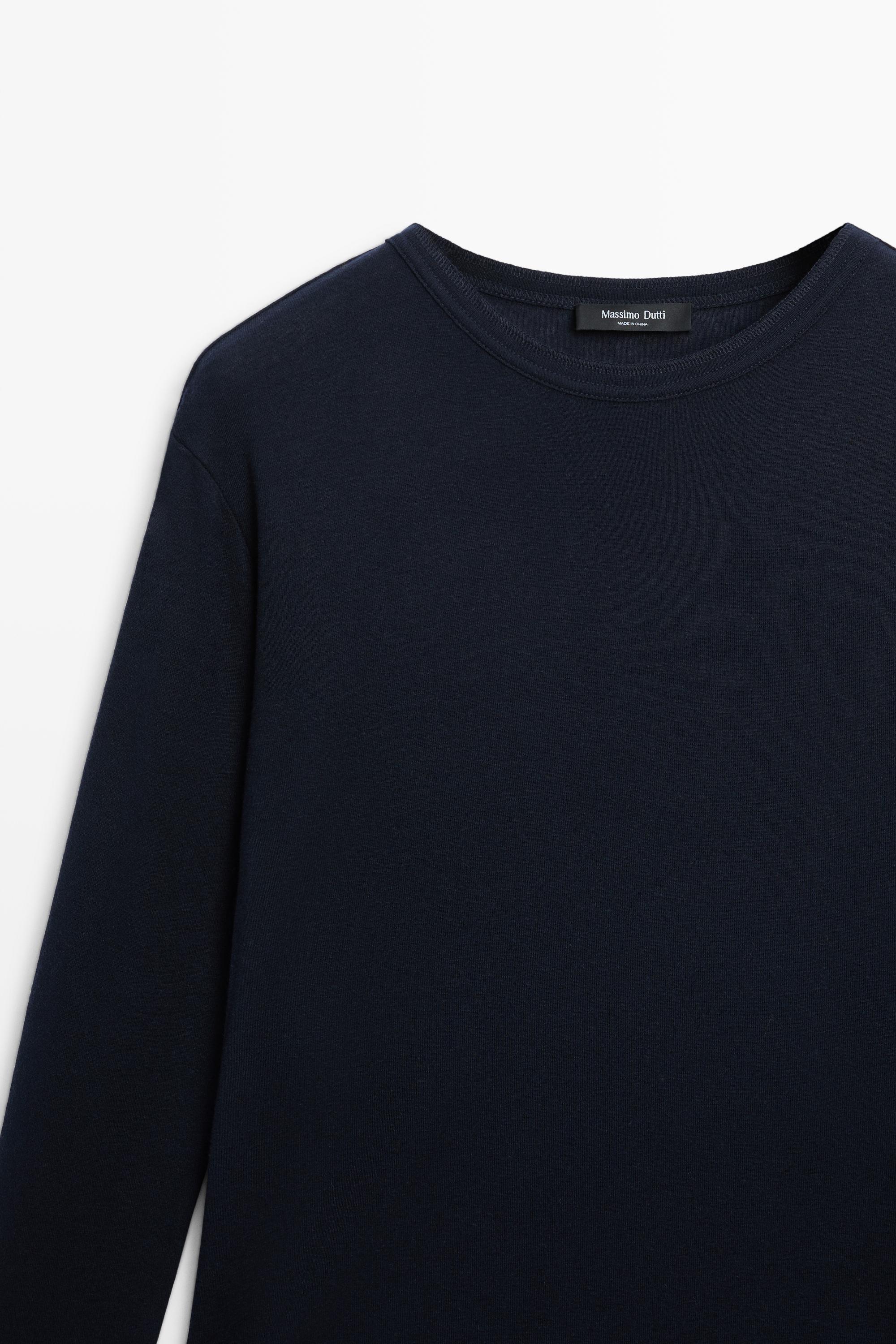 Long sleeve wool-blend T-shirt