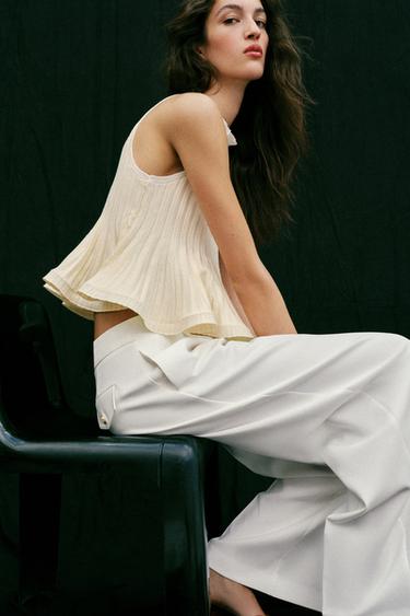 TOP CÔTELÉ EN MAILLE PÉPLUM - Écru de Zara - Image 6