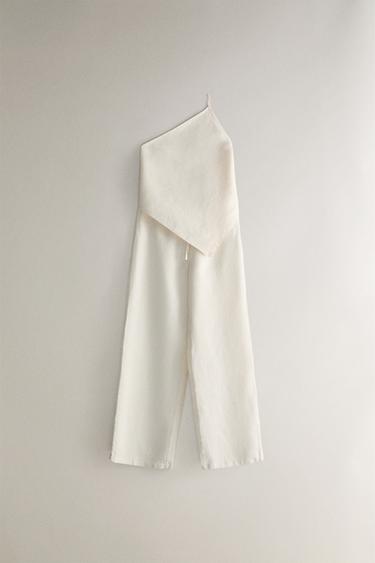 PANTALON LONG LIN UNI - Écru de Zara - Image 3