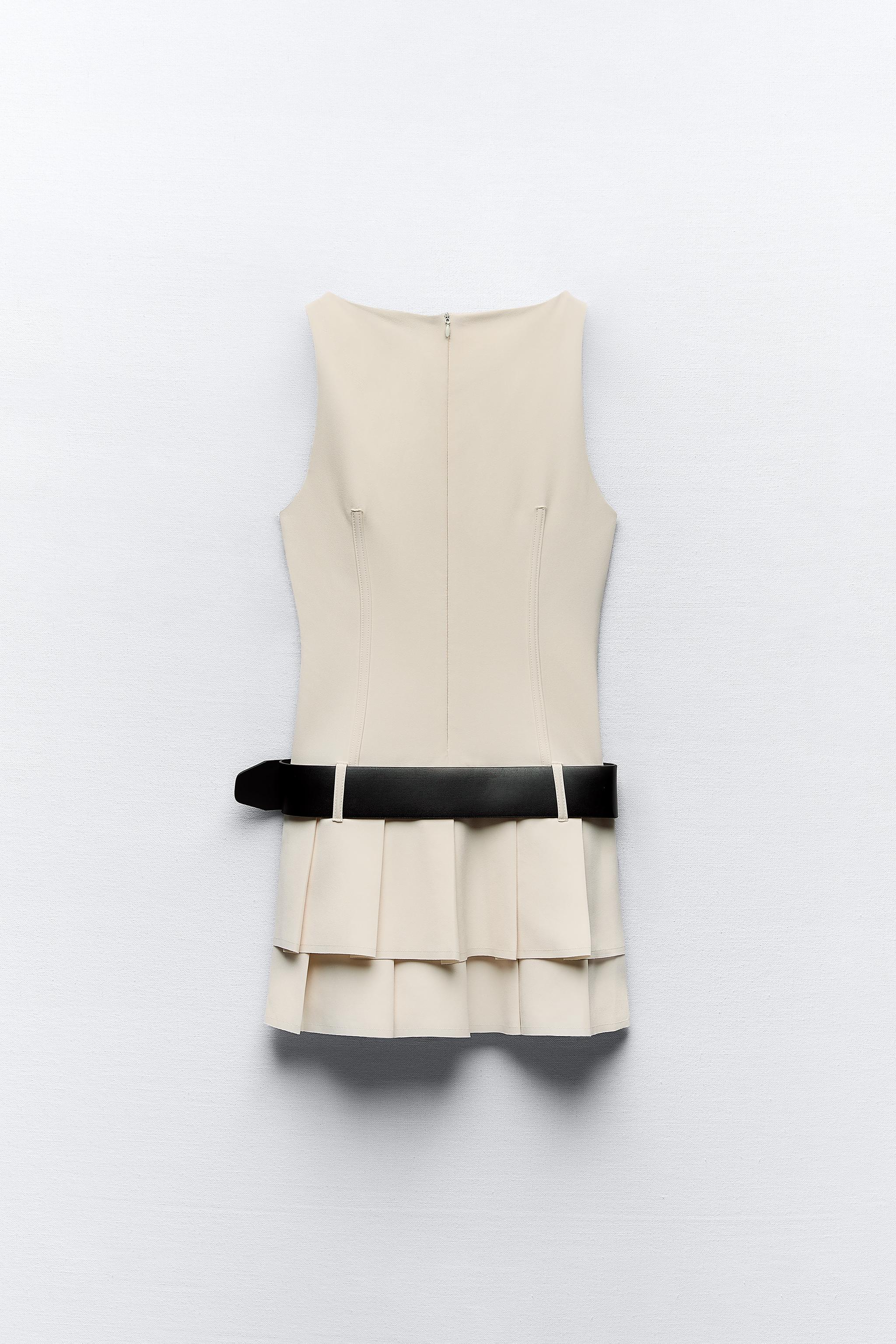 BELTED BOX PLEAT JUMPSUIT DRESS - Oyster-white | ZARA United States