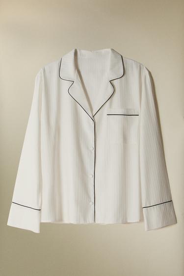 STRIPED JACQUARD SHIRT - Oyster-white by Zara - Image 5