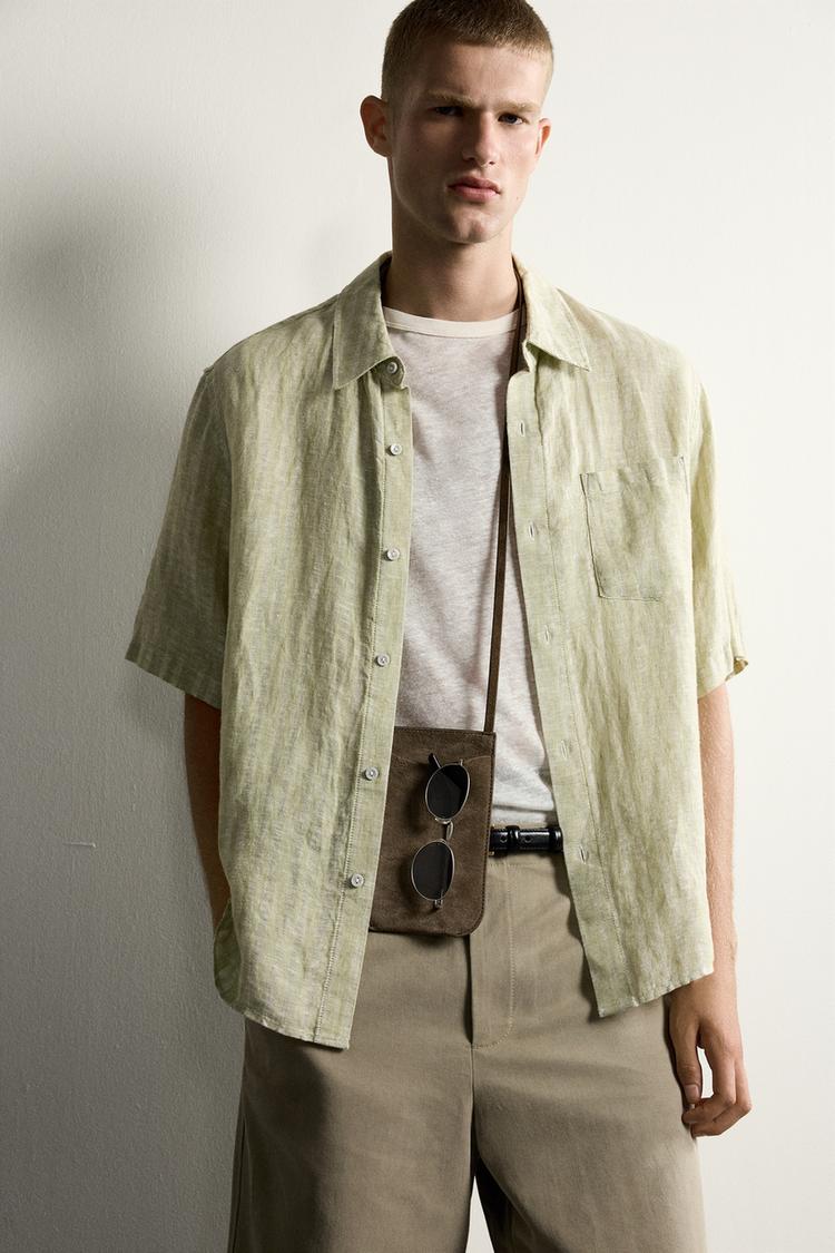 Camisa a rayas jacquard 100% lino 5