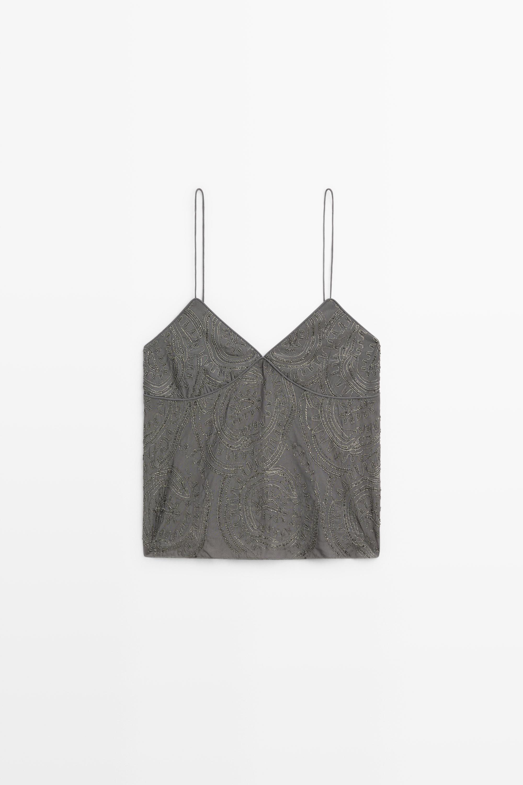 Strappy top with embroidered detail