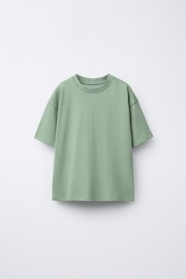 Zara BASIC T-SHIRT - Matte green