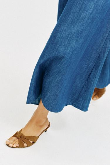 SANDALES EN CUIR À NŒUD - Marron de Zara - Image 1