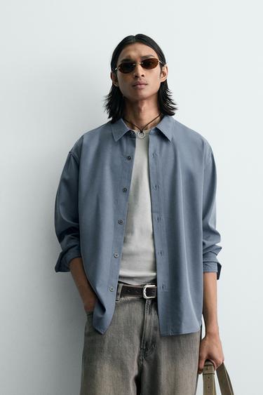 CAMISA FLUÍDA RELAXED FIT - Azul / Gris de Zara