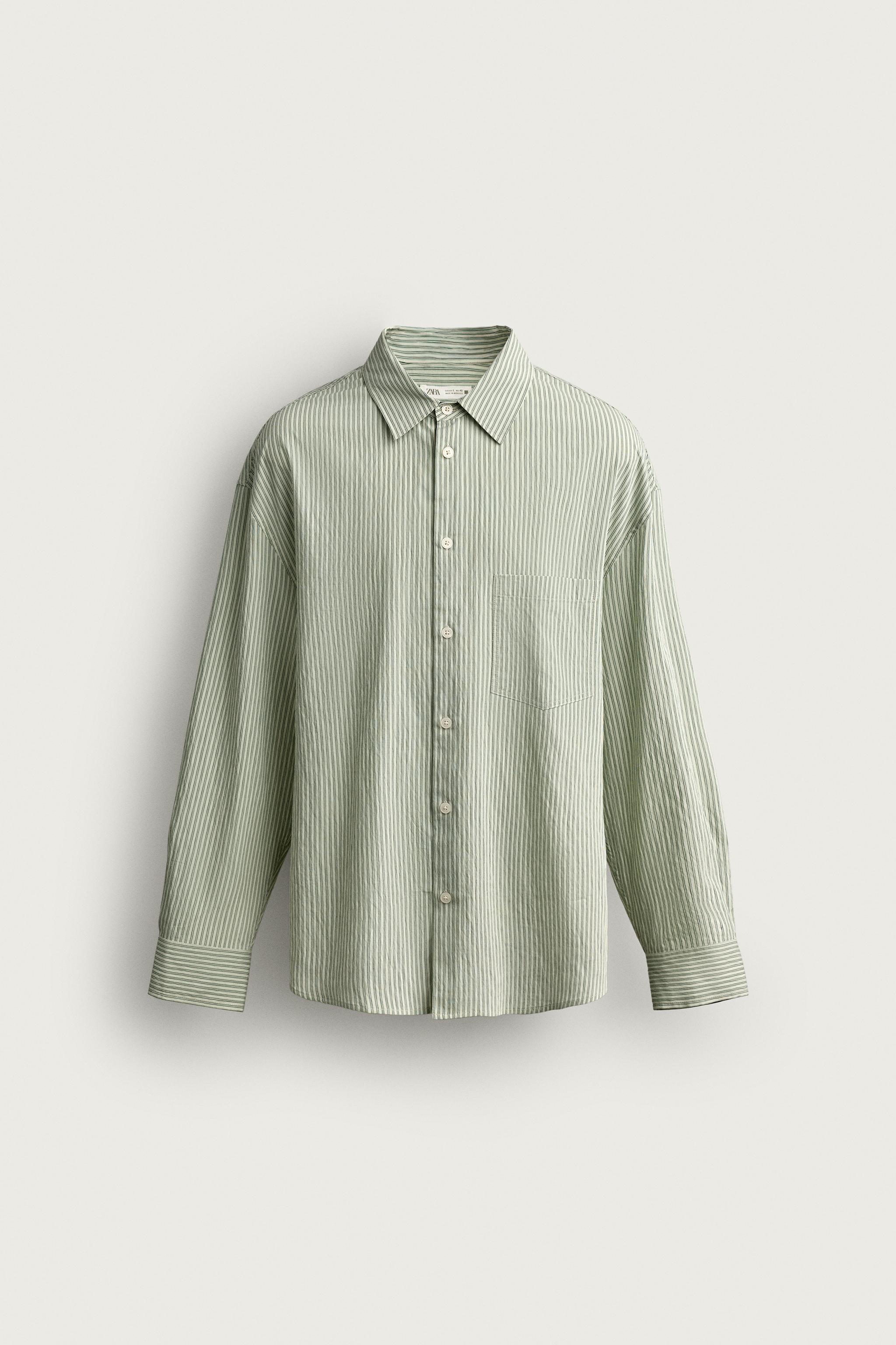 STRIPED FLUID SHIRT — Sea green