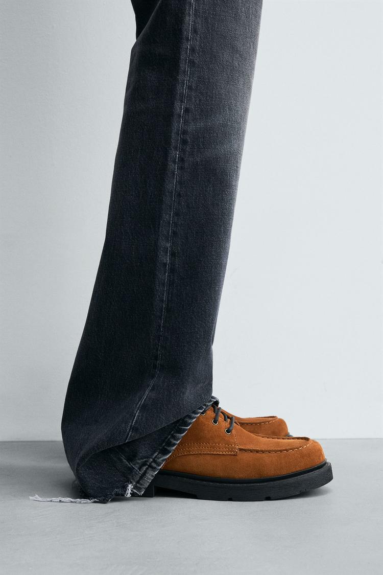 LEATHER WELTED SHOES Brown ZARA India