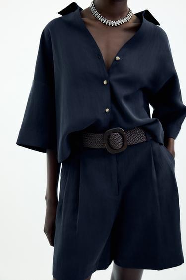 CAMISA MANGA CORTA ANCHA - Marino de Zara