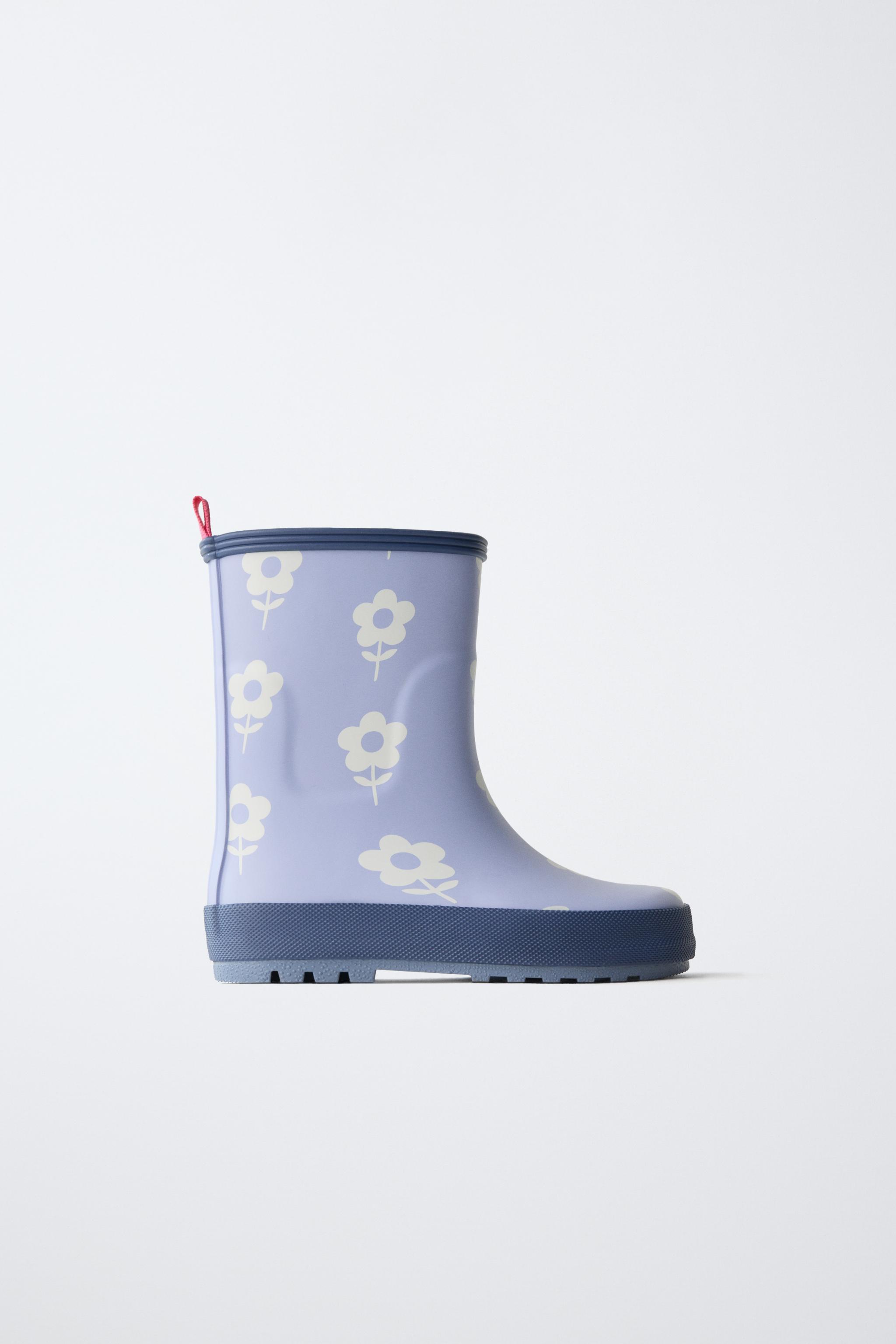 FLORAL RAIN BOOTS — Blue