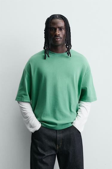 Zara 寬版紋理運動衫 - 綠色