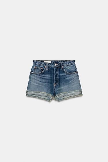 Zara TRF HIGH-WAISTED SHORTS - Navy blue