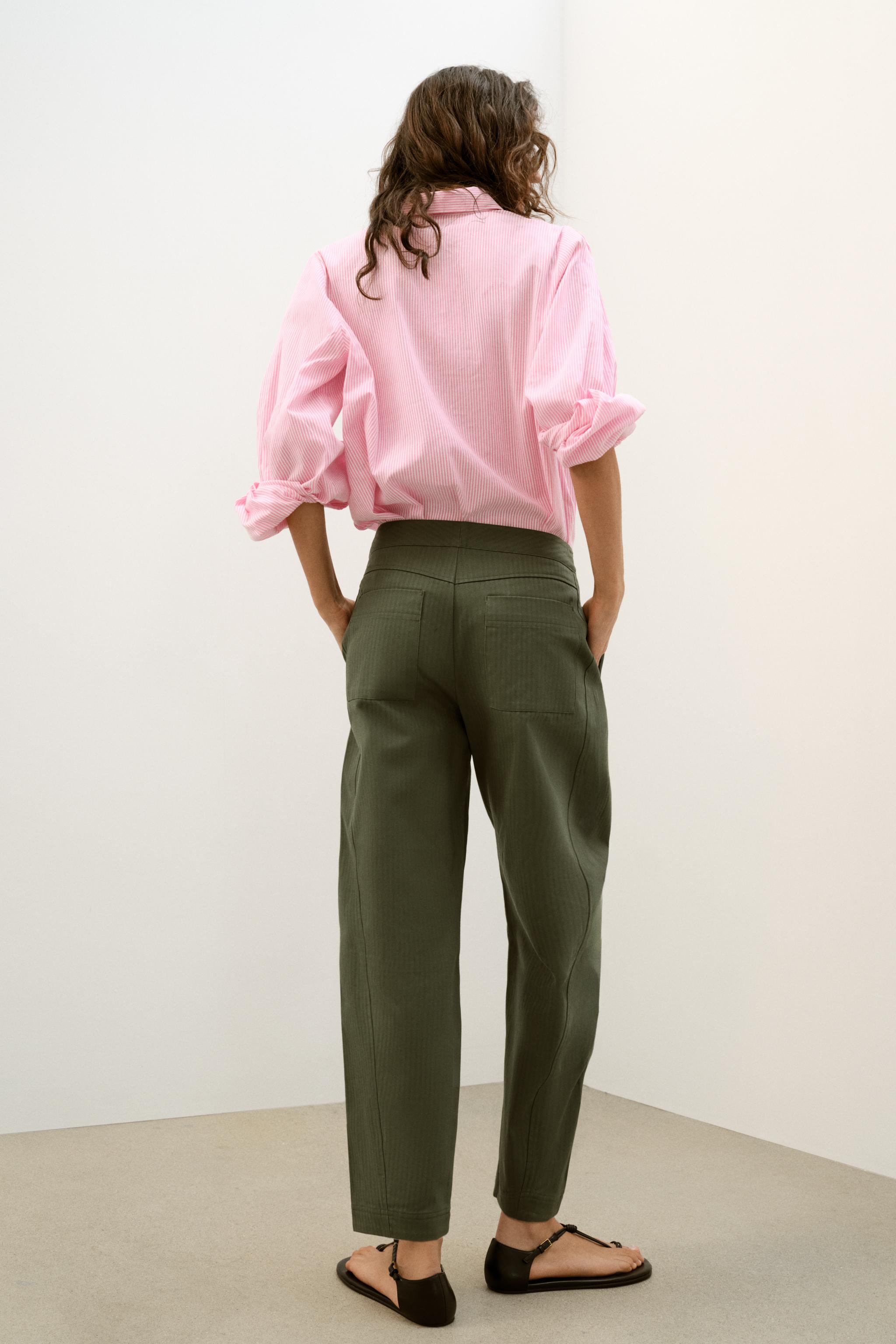 HERRINGBONE BARREL TROUSERS