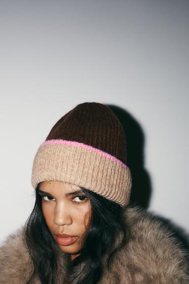 CONTRAST TURN-UP BEANIE - Brown by Zara - Image 0