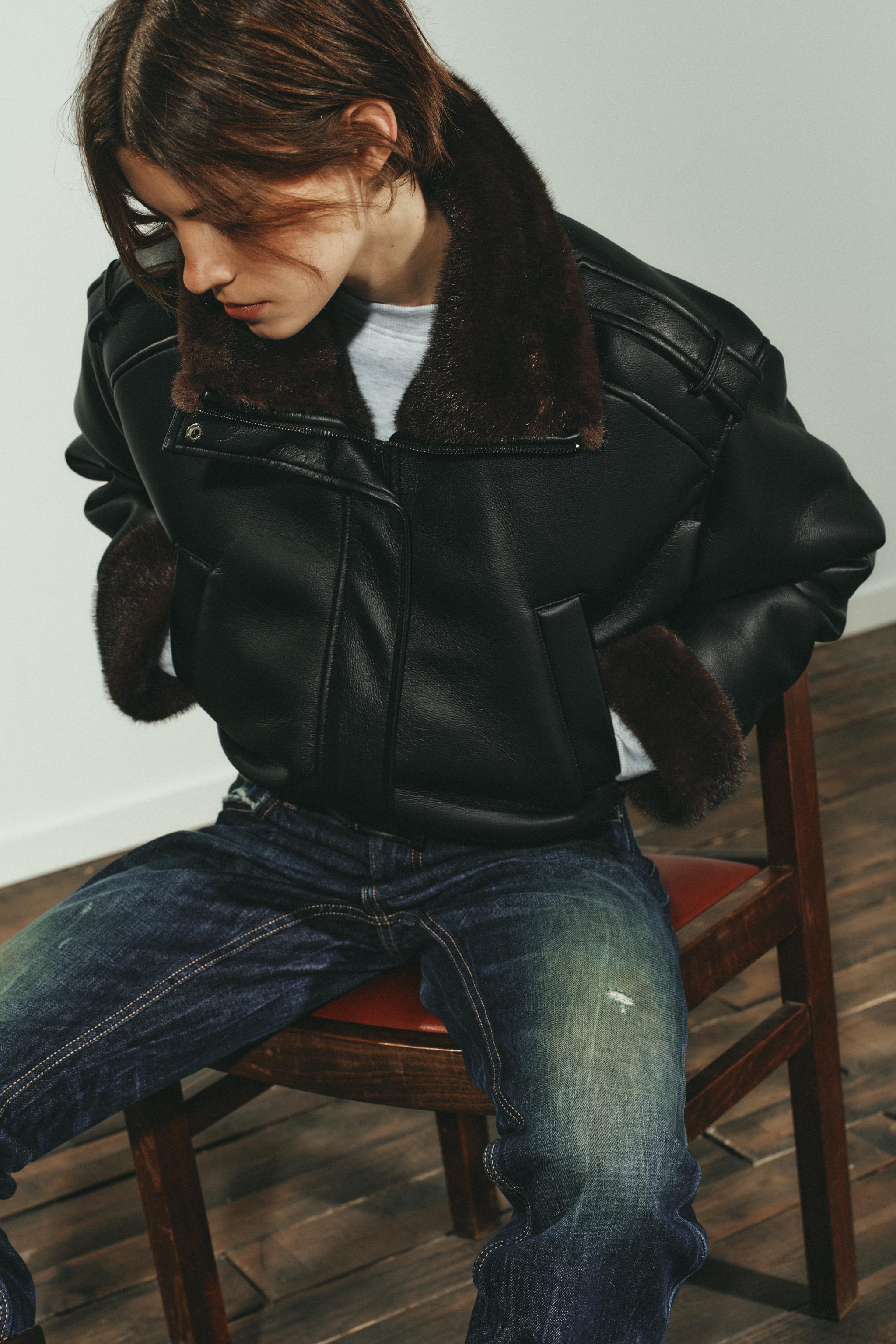 BLOUSON BOMBER DOUBLE FACE MATIÈRE SYNTHÉTIQUE