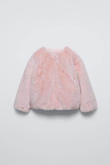 Zara FAUX FUR JACKET - Pink