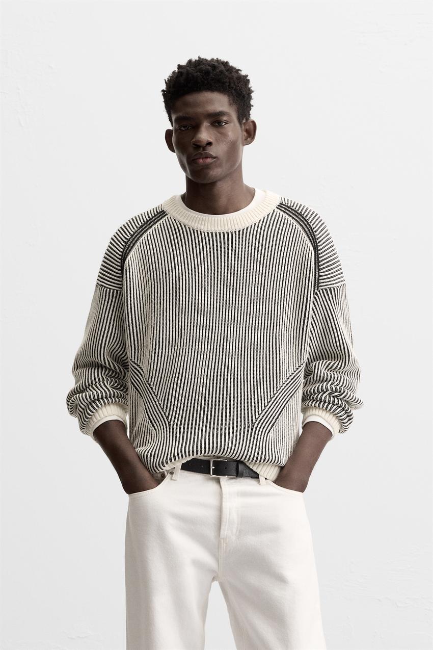 テクスチャード カラーブロック セーター - エクリュ | ZARA Japan / 日本