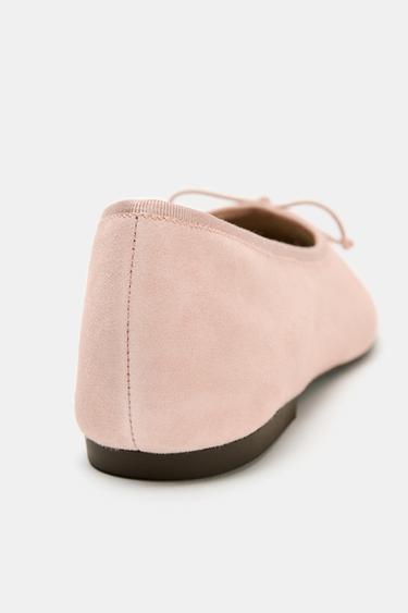 BALLERINES EN DAIM AVEC NŒUD - Rose de Zara - Image 4