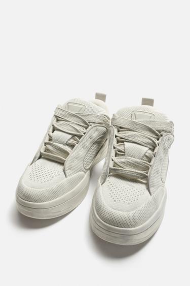 DISTRESSED-EFFECT CHUNKY TRAINERS - Bone White by Zara - Image 2