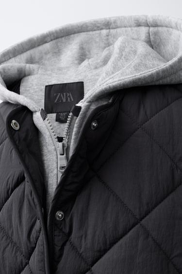 VESTE REMBOURRÉE SWEAT À CAPUCHE - Gris anthracite de Zara - Image 4