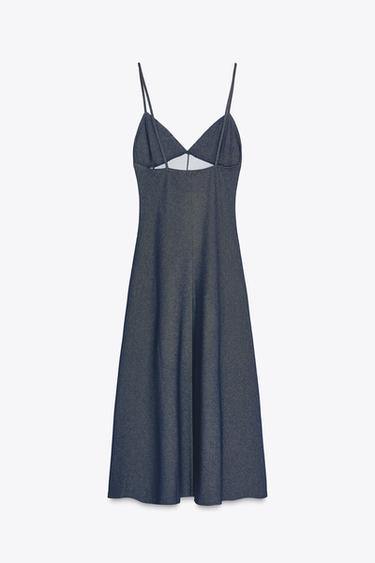 TWILL MIDI DRESS WITH TOPSTITCHING - Indigo by Zara - Image 4